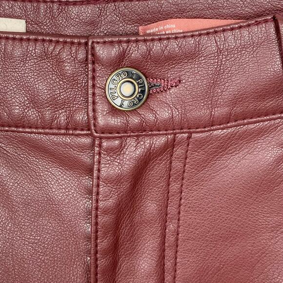 Anthropologie Pilcro The Breaker Faux Leather Pants Burgundy Red Crop Size 28 - Picture 12 of 14